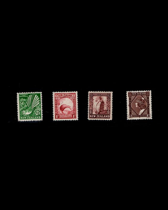 VINTAGE:NEW ZEALAND 1935 OG NH SCOTT # 185-87,190 $ 50 LOT # VSANZEA1935K-K