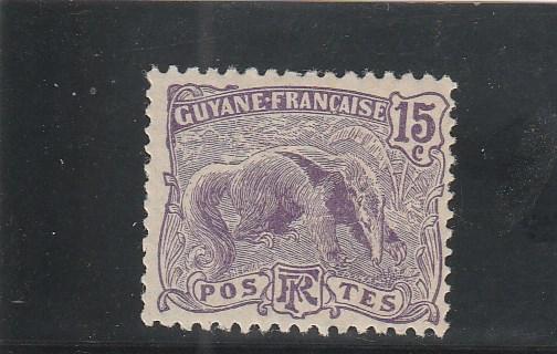 French Guiana  Scott#  59  MH  (1905 Great Anteater)