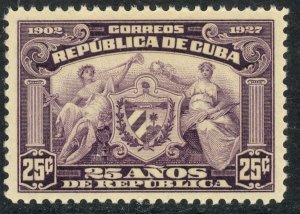 CUBA 1927 25th Anniversary of the Republic Issue Sc 283 MNH Light Bend