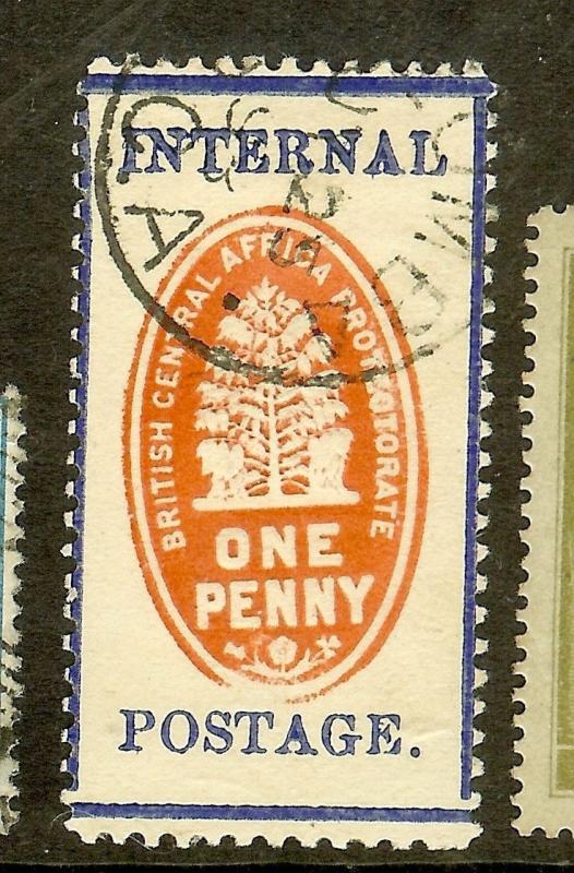 NYASALAND (P2306B) BRITISH CENTRAL AFRICA 1D CHECK STAMP SG57AB VFU