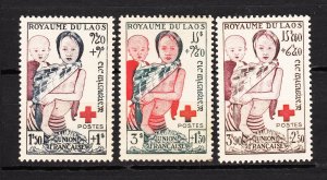 J42181 JL Stamps 1953 laos mnh set #b1-3 red cross