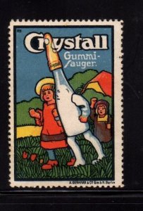 German Advertising Stamp- Crystall Baby Bottle Rubber Nipple, Walking Bottle