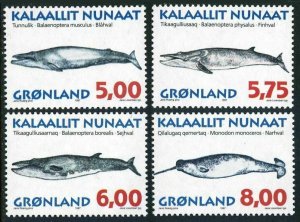 Greenland 319-322,322a sheet,MNH.Michel 305-308,Bl.13. Whales 1997.