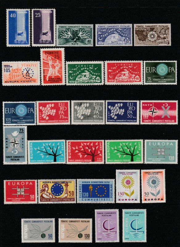 Turkey a MNH lot of mainly pairs Europa or NATO