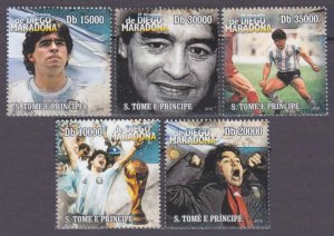 2010 Sao Tome and Principe 4400-4404 Soccer - Diego Maradona is 50 years old