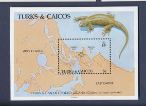 TURKS & CAICOS - Scott 714 - MNH S/S - Iguana, Reptile - 1986
