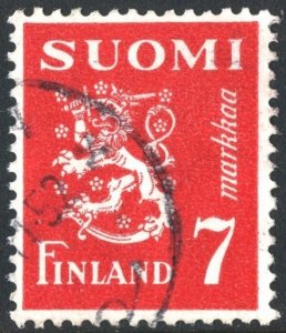 Finland SC#260 7 mk Coat of Arms: Hammarsten-Jansson Design (1947) Used