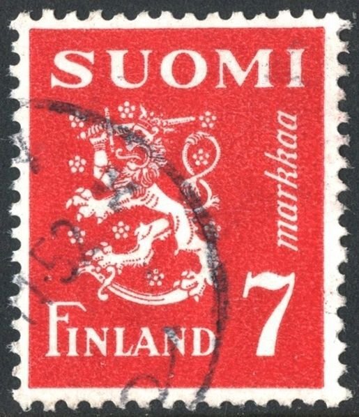 Finland SC#260 7 mk Coat of Arms: Hammarsten-Jansson Design (1947) Used