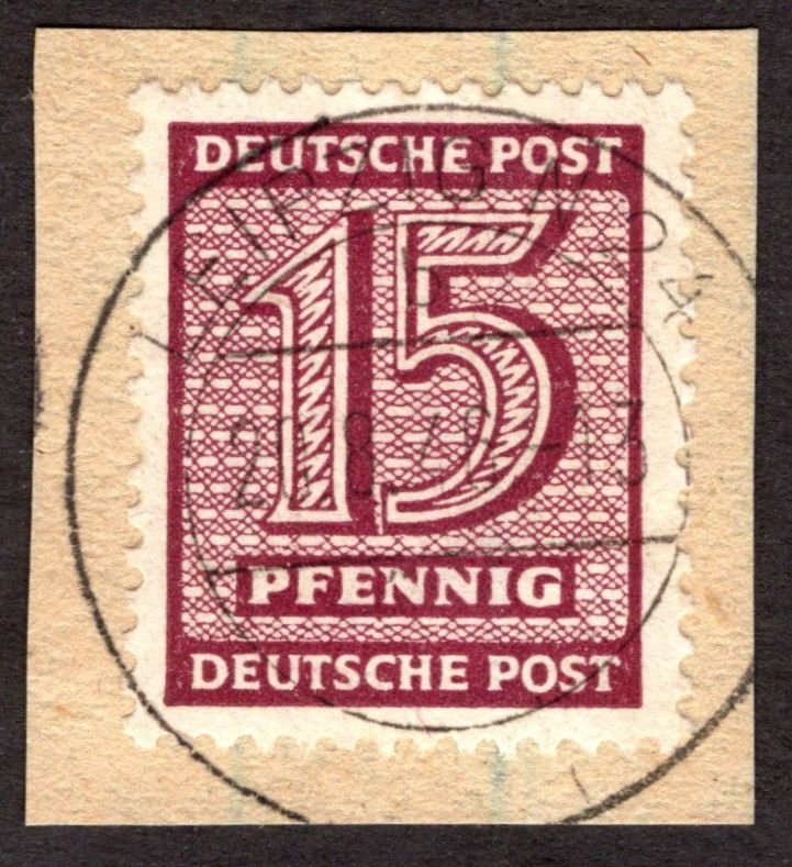 1945, Germany, West Saxony, 15pf, Used, Sc 14N8