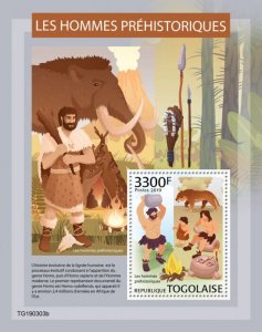 Togo 2019 MNH Prehistoric Humans Stamps Mammoths Prehistoric Man Animals 1v S/S