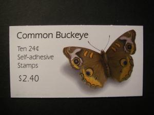 BK301, Scott 4001c & d, 24c Common Buckeye, Booklet of 10, MNH Beauty