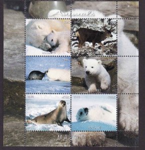 Malawi-unused NH sheet of 6-Polar Bears-Animals-Seals-201