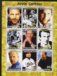 Kyrgyzstan 2000 Kevin Costner perf sheetlet containing 9 ...