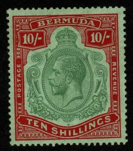 BERMUDA SG92 1924 10/= GREEN & RED/PALE EMERALD MTD MINT 