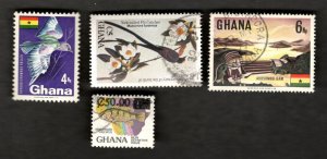 Ghana SC #1092 #980 #292 used stamps + #291 MNH Birds & Fish stamps