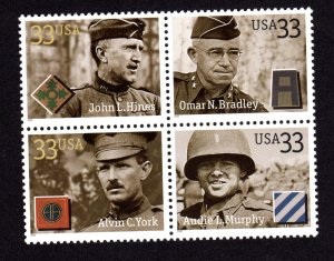 3393-96 Distinguished Soldiers BLOCK CORRECT ORDER MNH-VF 