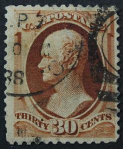 US #217 Used 30c Hamilton 1888 Cancel