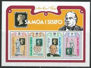 Samoa #516a Rowland Hill Souvenir Sheet of 4 (MNH) CV $1.90