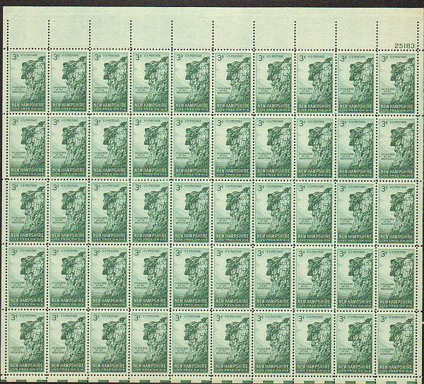 US #1068 Mint Sheet New Hampshire 