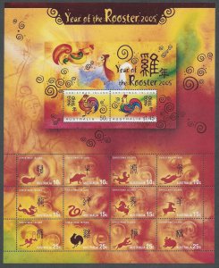 Christmas Island #451, Year of the Rooster, Mint Sheet, MNH**-