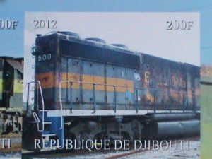 ​DJIBOUTI STAMP-2012 WORLD FAMOUS TRAINS RARE MNH IMPERF:  SHEET VERY FINE
