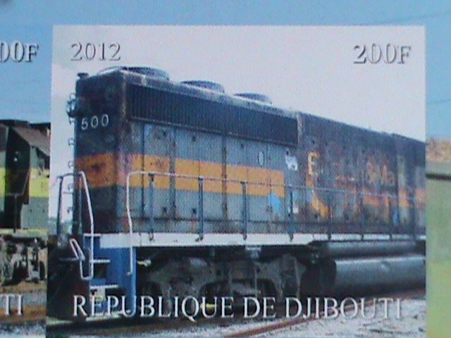 ​DJIBOUTI STAMP-2012 WORLD FAMOUS TRAINS RARE MNH IMPERF:  SHEET VERY FINE