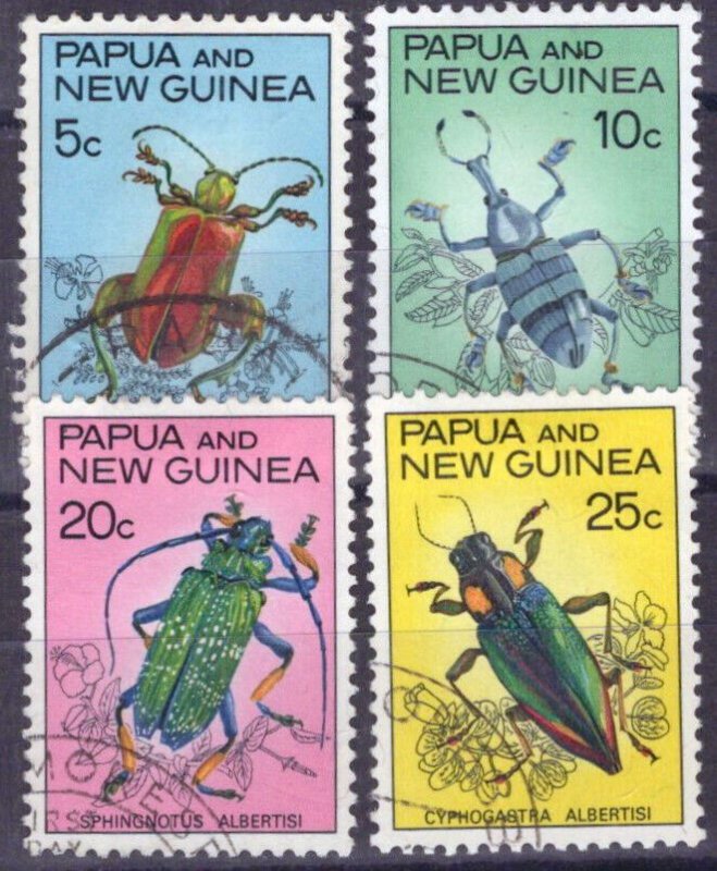 ZAYIX Papua New Guinea 237-240 Used Beetles Insects Nature 071423S147