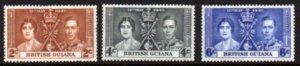 BRITISH GUIANA SC#227-229 Coronation of King George VI (1937) MH