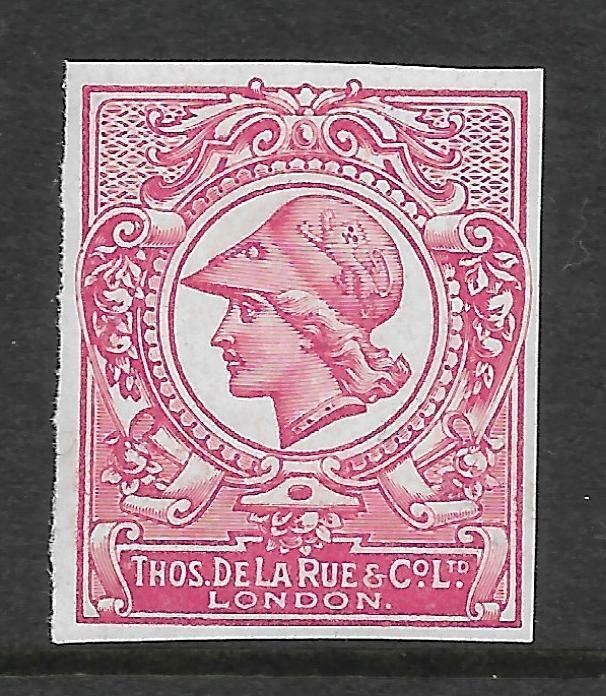 1910 DLR Minerva Head Colour Trial - Deep Bright Carmine on chalky paper MNH