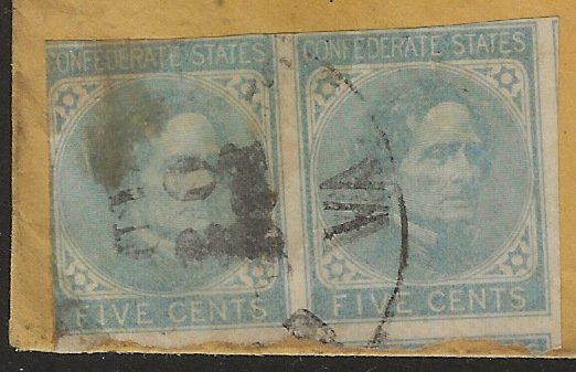 Confederate States #6 Pair Dec 30 1863 Va Mrs Richard Gaines Drakes Branch