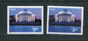 3647, 3647A Jefferson Memorial 2002, 2003 Stamps MNH