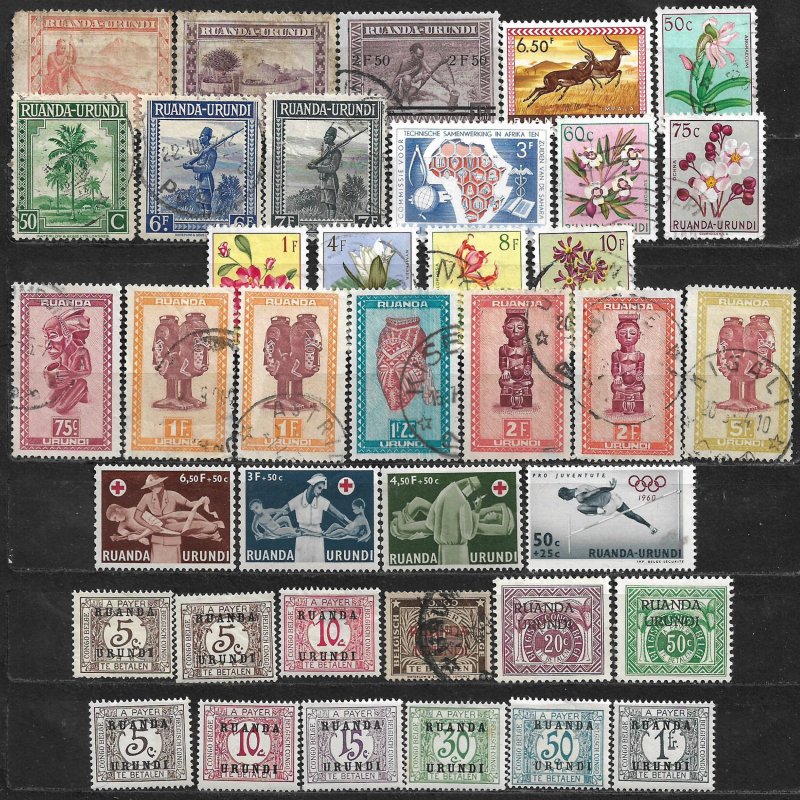 COLLECTION LOT OF 38 RUANDA URUNDI 1931+ STAMPS CLEARANCE