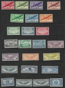 US 1925-1945 LOT OF 24 AIR MAILS IN SETS & SCOTT C24 TOP PLATE # BLOCK OF 10