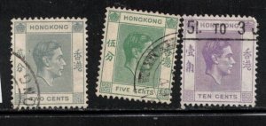 HONG KONG  Scott # 155, 157, 158 Used - KGVI