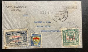 1938 Asuncion Paraguay Airmail Cover To Prague Czechoslovakia