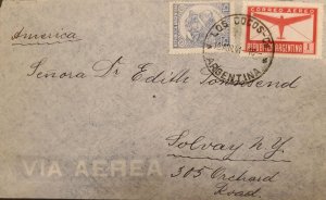 MI)  1941, ARGENTINA, AIR MAIL, FROM LOS COCOS TO NEW YORK, LIVESTOCK STAMP, XF