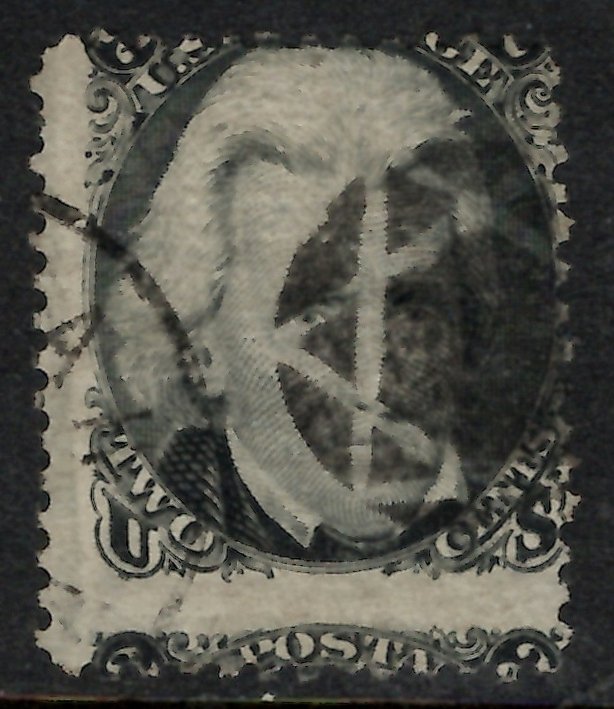 Scott 87, Used, 2c E Grill, Negative 6-Point Star Cancel, EFO misperf