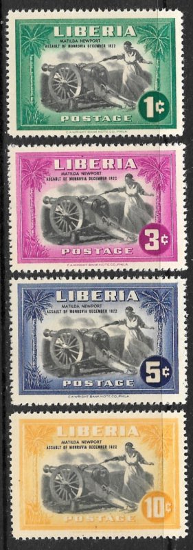 LIBERIA 1947 Defense of Monrovia Regular Issue Set Sc 301-304 MNH