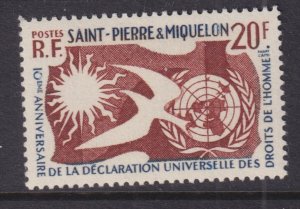 St. PIERRE et MIQUELON, 1958 Human Rights 20f., lhm.