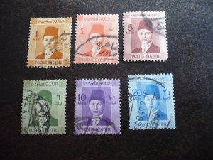 Stamps - Egypt - Scott#206-207,210-212,215 - Used Part Set of 6 Stamps