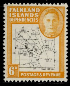 FALKLAND ISLANDS - Dependencies GVI SG G14, 6d black & orange, M MINT. Cat £26.