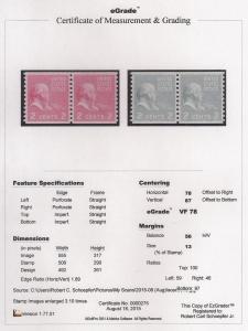 841 2 cent John Adams Coil Pair Stamp Mint OG NH VF 78