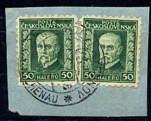 Czechoslovakia Scott # 116, used, 2x on cut square