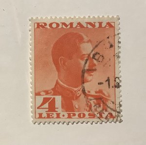 Romania 1935  Scott  451 used - 4 l, King Carol II