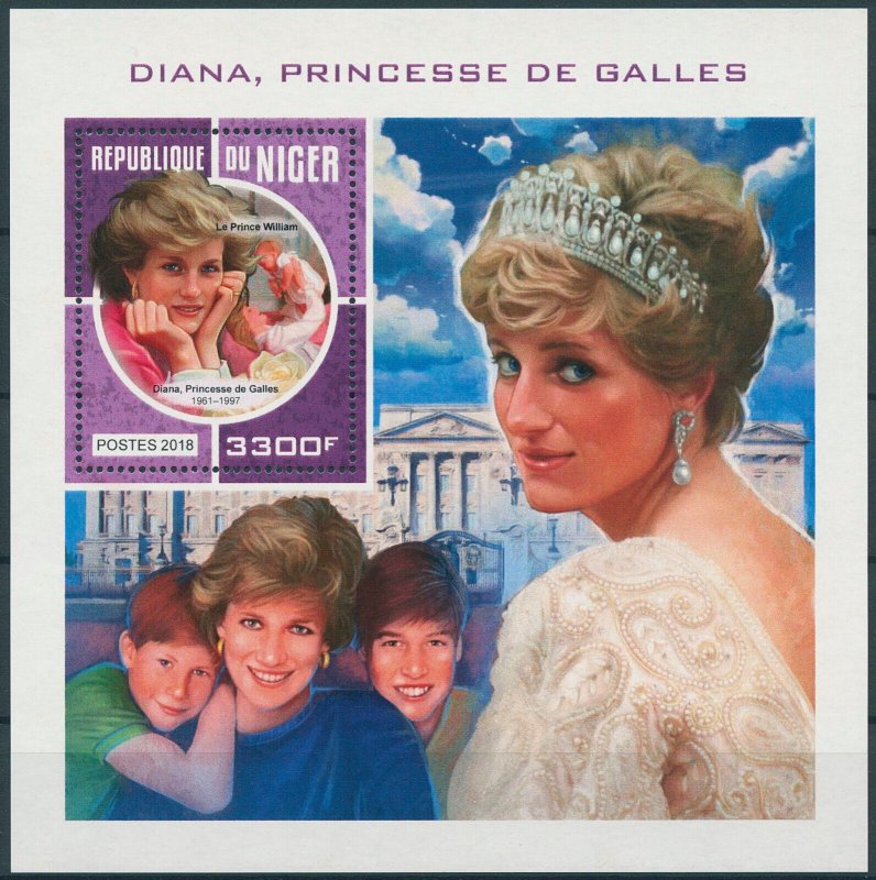 Niger 2018 MNH Royalty Stamps Princess Diana of Wales Prince William 1v S/S 