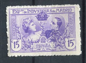 SPAIN; 1907 early Madrid Expo issue fine Mint hinged 15c. value