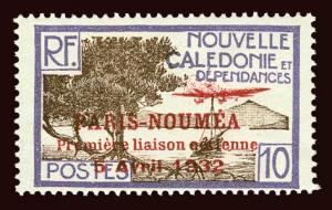 NEW CALEDONIA Scott #186 1933 Paris-Noumea overprint OG HR