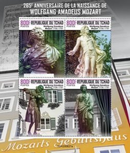 Chad - 2020 Composer Wolfgang Amadeus Mozart - 4 Stamp Sheet - TCH200627a
