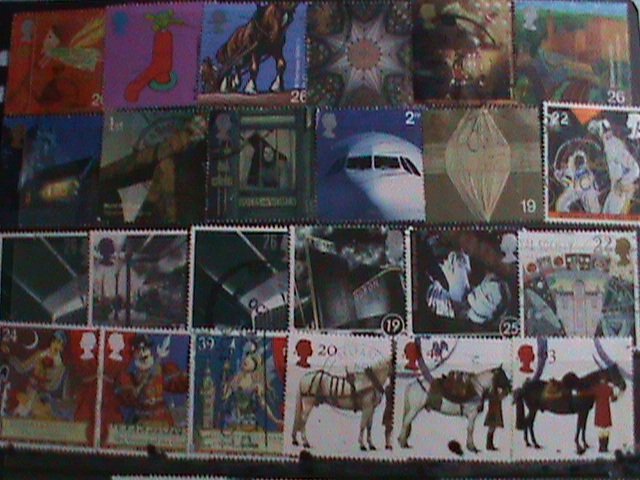 GREAT BRITAIN STAMP: ENGLAND 125 DIFFERENT PICTORIAL  IN 3 PAGES. CATALOG $30+++