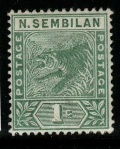 MALAYA NEGRI SEMBILAN SG2 1893 1c GREEN MTD MINT